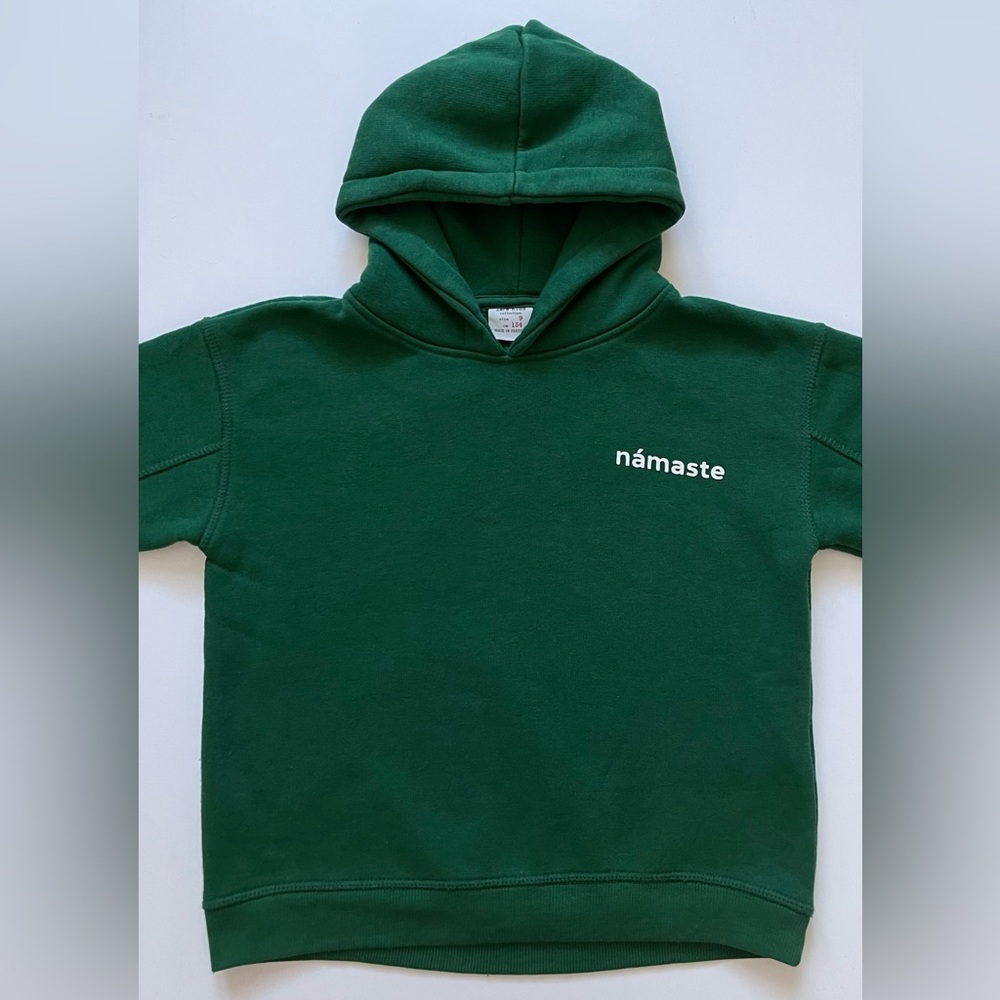 Zara Kids Unisex “Namaste” Green Hoodie Sweatshirt